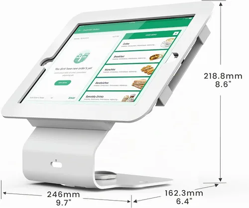Vista 7 de Kiosk POS - Soporte para tablet compatible con iPad Air 1, Air 2, Pro 9.7, 5ª, 6ª, soporte para tableta de escritorio de negocios con base giratoria