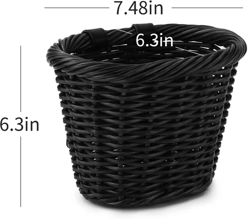 Vista 5 de Cesta de bicicleta para niñas, accesorios de bicicleta delantera, pequeña cesta de mimbre tejida con manillar serpentinas, campana para niños de 16