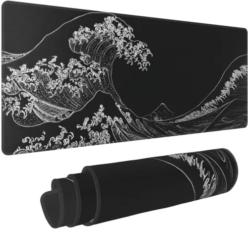 Vista 18 de Alfombrilla de mouse para juegos con diseño de flores y cerezas, base de goma antideslizante, alfombrilla de mouse extendida con bordes cosidos