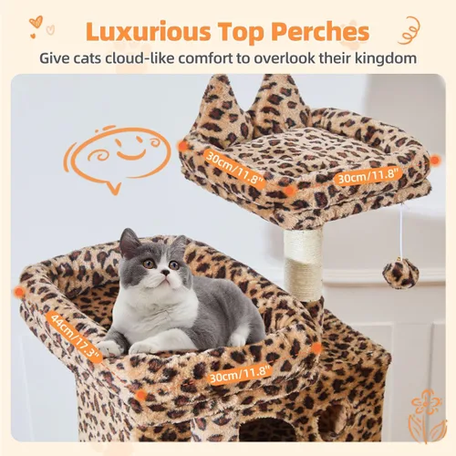 Vista 23 de Taoqimiao Árbol para gatos de 57.5 pulgadas, torre para gatos de interior para adultos, condominio extragrande para gatos, 8 postes rascadores
