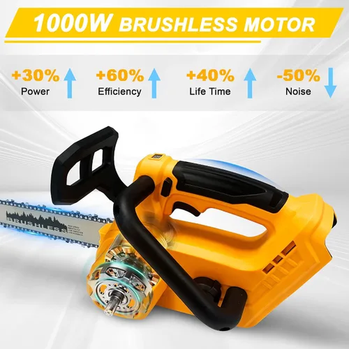 Vista 5 de Motosierra eléctrica inalámbrica, motosierra de 12 pulgadas para batería Makita de 18 V, incluye 2 baterías de 4000 mAh y cargador, sierra de cadena