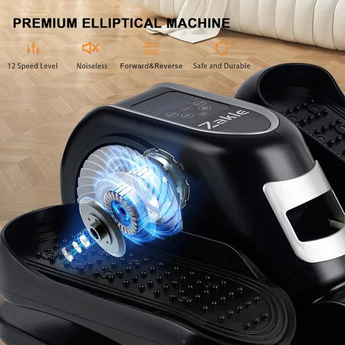 Vista 2 de Zakle Under Desk Elliptical Machine, Electric Elliptical Training Machine w/Remote Control, 12 Speed Levels, Quiet Seated Pedal Exerciser for Home
