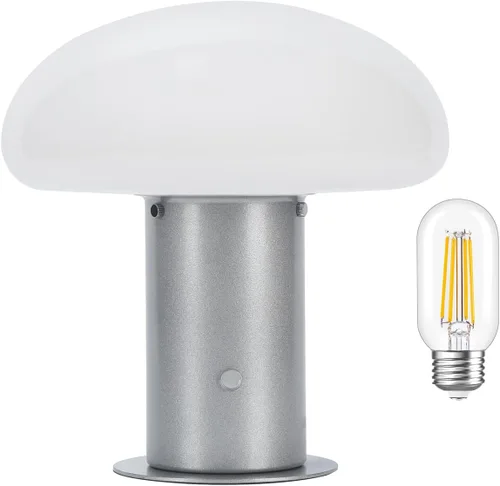 Vista 2 de Lámpara de hongo, lámpara de mesa retro con interruptor de control táctil, lámpara de mesita de noche regulable de 3 vías para dormitorio y sala