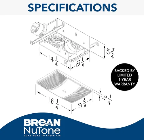 Vista 3 de Broan-NuTone PowerHeat - Extractor de baño, calentador, luz y temporizador de cuenta regresiva Enerlites
