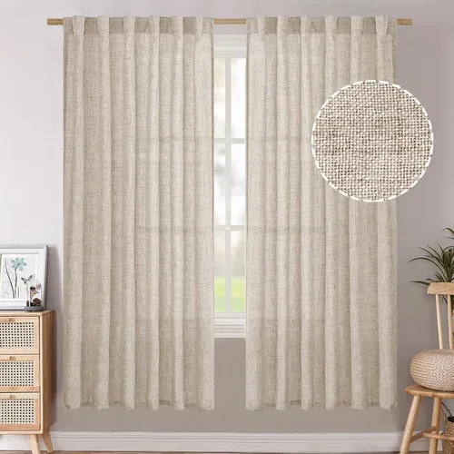 Vista 57 de BGment Cortinas cortas de lino marfil de 36 pulgadas de largo para ventanas de cocina, pequeñas cortinas texturizadas rústicas para café sobre