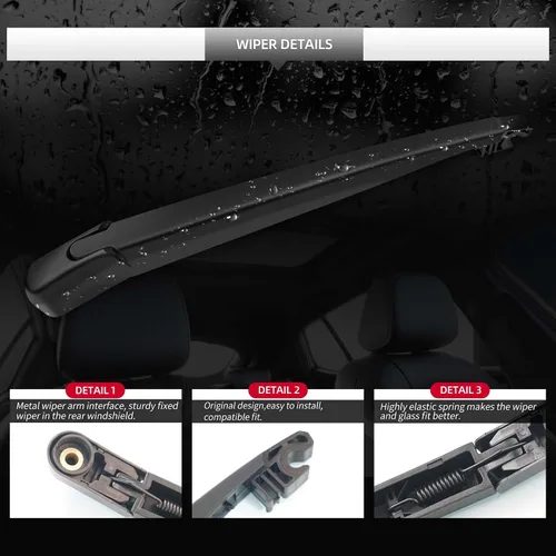 Vista 5 de Repuesto para Mazda CX-7 2007-2012, Conjunto de Brazo y Escobilla del Limpiaparabrisas Trasero - Estilo OEM de Fábrica