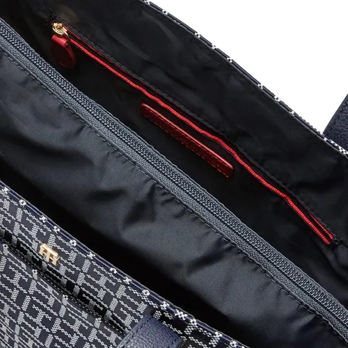 Vista 5 de Tommy Hilfiger Lynn II - Bolsa cuadrada con monograma jacquard azul marinoblanco, talla única