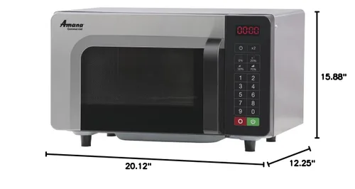 Vista 4 de Amana RMS10TSA Horno microondas comercial de encimera de alta resistencia de 1000 vatios con controles de botón para restaurante bufé catering 0.8