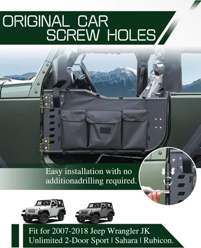Vista 6 de JROAD Wrangler JK - Puertas tubulares de verano para Jeep Wrangler JK Unlimited de 2 puertas (excluye los modelos JL y JT) Puertas delanteras 2