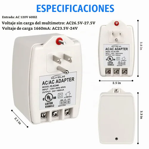Vista 4 de Transformador enchufable de 24 V CA y 40 VA, transformador de timbre compatible con todos los timbres de puerta, Nest, Ecobee, Sensi y termostato