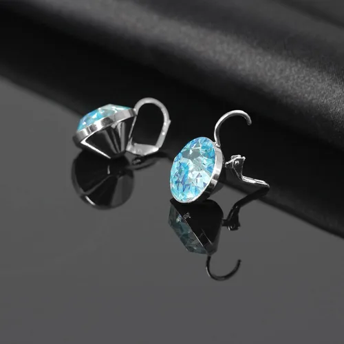 Vista 5 de Hermosos aretes solitarios para mujer - Adornos con cristales austriacos, cierre de palanca, perfectos para cualquier ocasión, regalos ideales