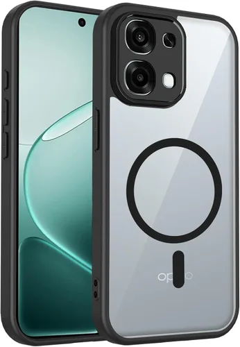 Vista 448 de Funda magnética transparente compatible con Xiaomi 17T, color negro 2 en 1 PC + TPU cubierta de teléfono a prueba de golpes, carcasa protectora