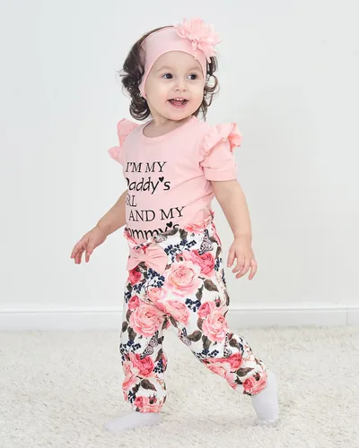 Vista 16 de SUNNY PIGGY Ropa para bebé recién nacida, con volantes, mameluco de algodón floral, conjunto de pantalones de algodón para niñas