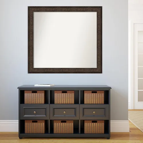Vista 343 de Amanti Art Espejo de pared personalizado no biselado (25 x 25 pulgadas), marco de bronce acentuado, varios tamaños personalizados, espejo de baño