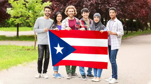 Vista 2 de DANF Bandera de Puerto Rico 3x5 Pies Poliéster Banderas Nacionales Puertorriqueñas Poliéster con Ojales de Latón 3 X 5 Pies