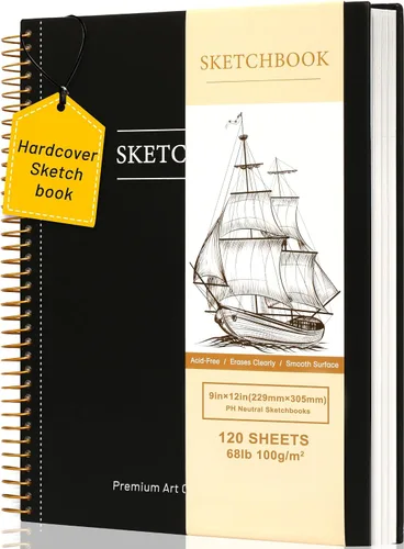 Vista 17 de Yoment Cuaderno de bocetos de 5.5 x 8.5 pulgadas, pequeño cuaderno de bocetos para dibujar, 100 hojas (68 libras/100 gsm) bloc de bocetos en espiral