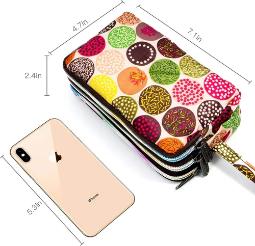 Vista 4 de BIAOTIE Cartera de pulsera de gran capacidad, Bolso de mano de nailon impreso impermeable para mujer