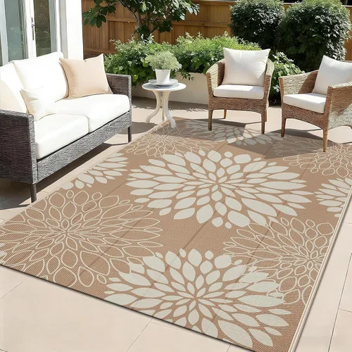 Vista 13 de Ileading Alfombra impermeable para exteriores de 5 x 8 pies, reversible, de paja de plástico, portátil, para interiores y exteriores, caravana
