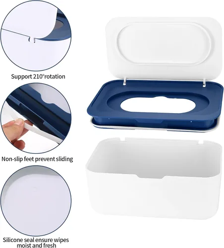 Vista 3 de Caja dispensadora de toallitas húmedas, caja de almacenamiento de servilletas, caja de papel higiénico a prueba de polvo con tapa, dispensador