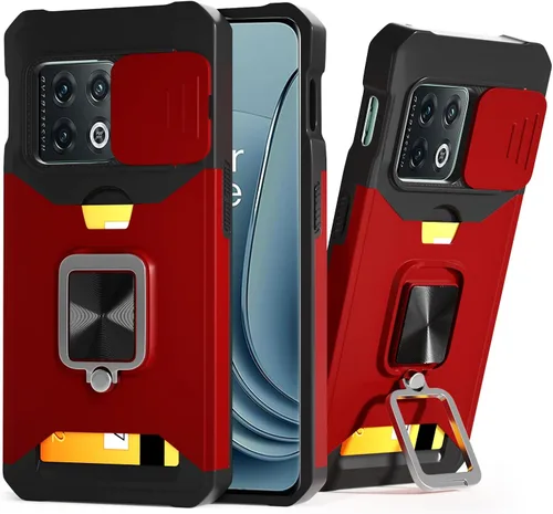 Vista 6 de Funda para OnePlus 10 Pro con cubierta para cámara y soporte, color Negro