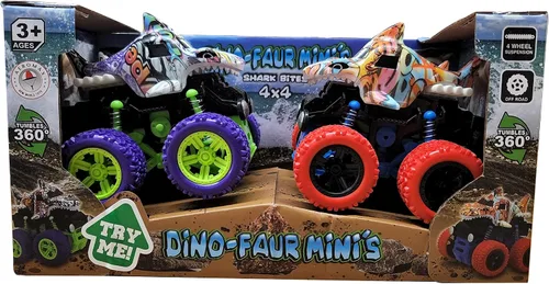 Vista 8 de Aeromax Dino-Faur Mini Camión Push N Go Triceratops TREX y Triceratops (PBDB-C)