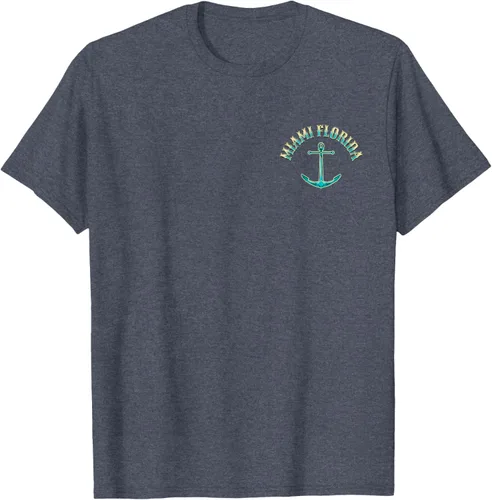 Vista 48 de Camiseta con diseño de pesca en la parte delantera y trasera de Miami Florida USA, Negro