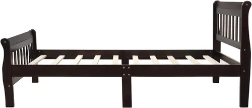 Vista 5 de Harper & Bright Designs Cama de madera tamaño individual moderna para niños, base de cama individual con cabecero y soporte de listones de madera