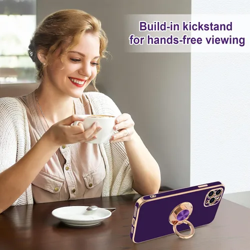Vista 6 de Hython Funda para iPhone 11 Pro Max con soporte de anillo [soporte de anillo giratorio de 360° con soporte magnético]