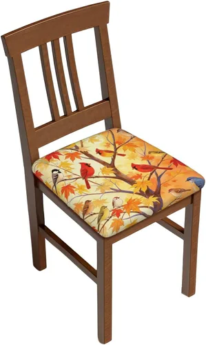 Vista 17 de Fundas de asiento para silla cuadrada de comedor de otoño de 16.9 pulgadas, dos piezas, funda de cojín elástica ajustable de repuesto extraíble