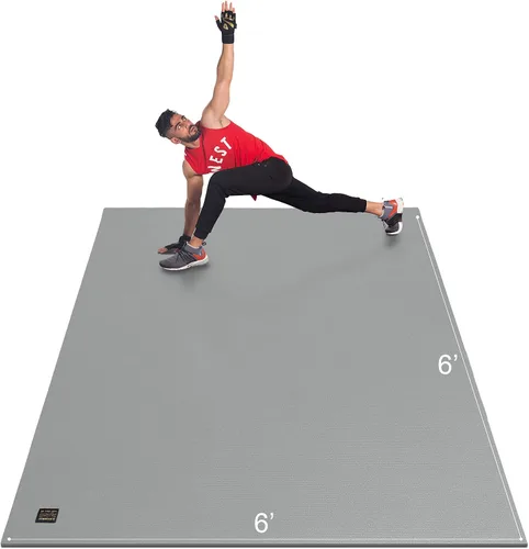 Vista 14 de GXMMAT Alfombrilla de ejercicio grande de 6 x 4 pies/6 x 5 pies/6 x 6 pies (0.276 in), alfombrillas gruesas para suelo de gimnasio en casa, tapete