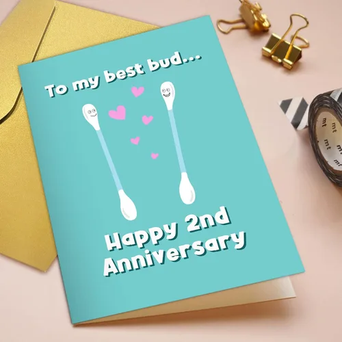 Vista 4 de Qiliji Tarjeta de feliz segundo aniversario, divertida tarjeta de aniversario de algodón, tarjeta de aniversario de segunda boda, tarjeta