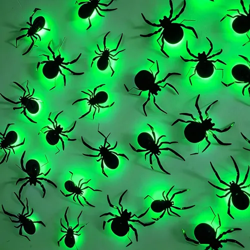 Vista 9 de DR.DUDU - Paquete de 36 murciélagos para decoración de pared de murciélagos para interiores Light Up Green LED, Assorted Size, 3D Bat Stickers