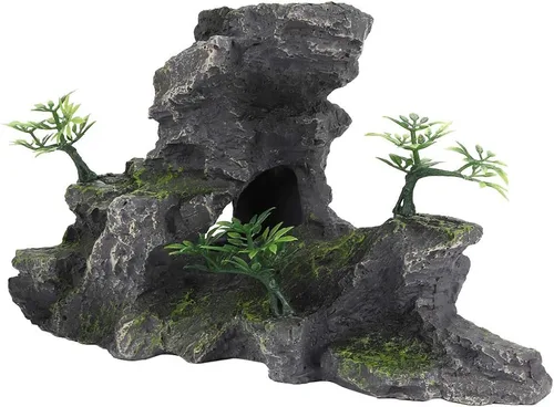 Vista 8 de Zerodis Adornos de acuario para acuario, vista de montaña, adorno de piedra, resina de simulación, rocalla, musgo, cueva, paisaje, artificial