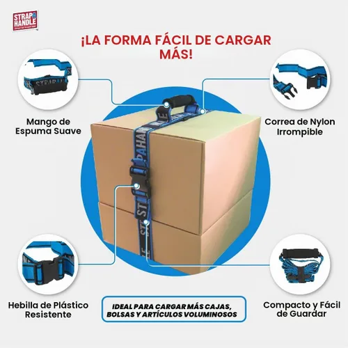 Vista 3 de Correa de transporte de 6 pies con asa Cinturón ajustable Resistente, fácil, seguro, levantamiento, movimiento, correa de transporte para cajas