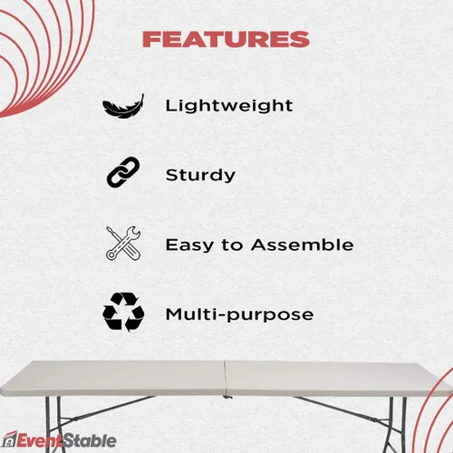 Vista 3 de EventStable TitanPRO - Mesa plegable de plástico, 8 pies x 30 pulgadas