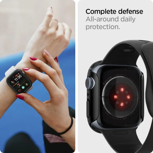 Vista 5 de Spigen Thin Fit Diseñado para Apple Watch Case Series 9/8/7 45mm Funda ligera de PC rígida - Negro