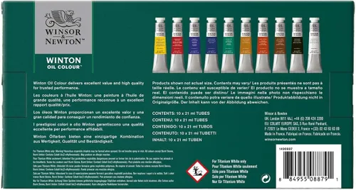Vista 3 de Winsor & Newton Pintura al óleo Winton, juego de 10 tubos de 21 ml 10 colores - Juego de tubos A de 0.7 fl oz