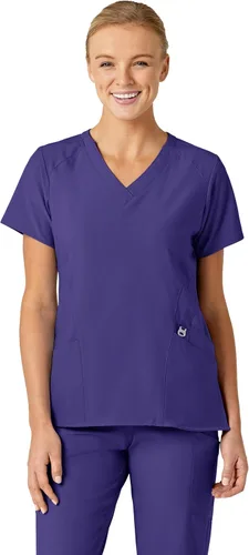 Vista 11 de Uniformes Médicos Wink para Mujer, W123, Blusas Estilizadas con Cuello en V y 5 Bolsillos Negro