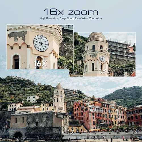 Vista 3 de Cámara digital 5K para fotografía, cámara de vlogging WiFi de 64MP con doble lente y pantalla abatible de 180°, zoom 16X, kit de cámara de apuntar