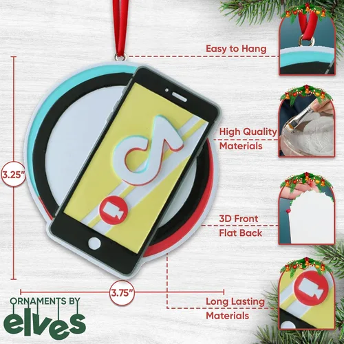 Vista 3 de Adorno personalizado para teléfono inteligente 2025 – Aplicación de teléfono de redes sociales para teléfono vintage, regalos únicos, adornos