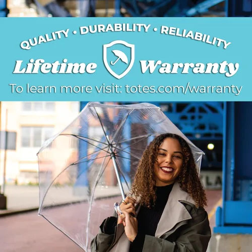 Vista 6 de Totes Adult Clear Bubble Umbrella with Dome Canopy and Lightweight Wind and Rain Protection
