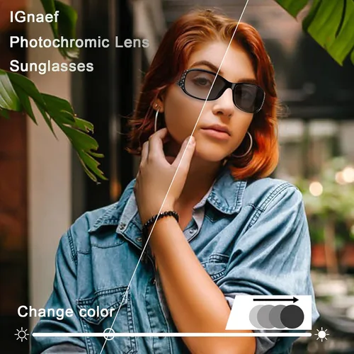 Vista 2 de IGnaef - Gafas de sol fotocromáticas para mujer con protección UV 100 polarizadas