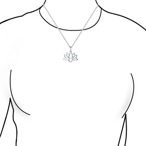 Vista 2 de Collar con dije de flor de loto para mujer para novia para Yogi plata de ley 925 con cadena Metal