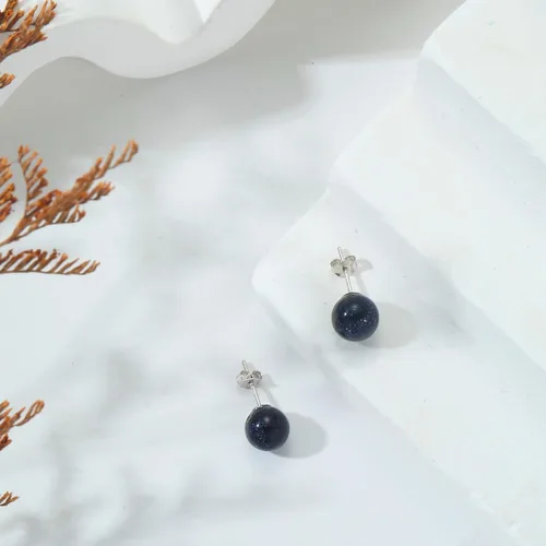 Vista 127 de Natural Stone Stud Earrings for Women 8mm Sterling Silver Genuine Gemstone Earrings Handmade Sterling Silver Crystal Stud Earrings for Women