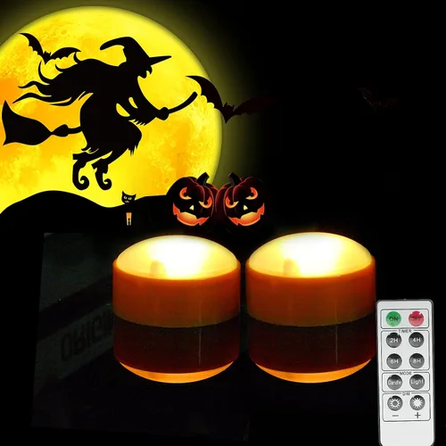 Vista 11 de CANDLE CHOICE Luz LED de calabaza de Halloween con control remoto y temporizadores, funciona con pilas, luz de linterna Jack-O-Lantern, brillante