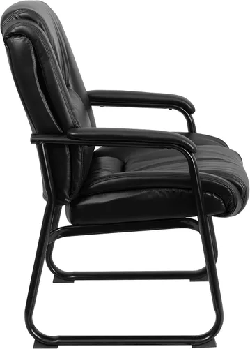 Vista 6 de Flash Furniture LeatherSoft - Silla de recepción ejecutiva con reposabrazos acolchados y base de trineo, silla lateral tapizada para sala de estar u