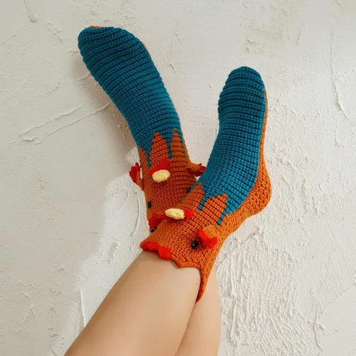Vista 3 de Calcetines divertidos de animales para niños y adultos, calcetines de punto de tiburón de dibujos animados, calcetines de piso de animales