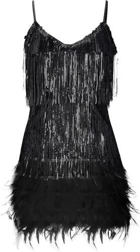 Vista 7 de Vestido sexy de lentejuelas con flecos para mujer, sin mangas, con tirantes delgados, vestido de fiesta, cóctel, noche, mini vestido ajustado