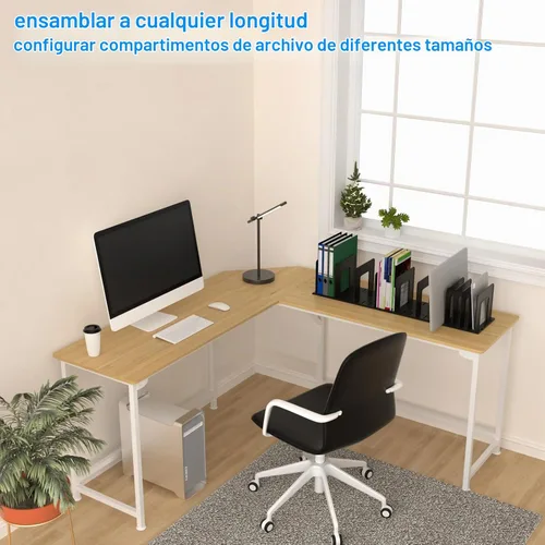 Vista 2 de Clasificador de Archivos Vertical Ajustable de Plástico Resistente Expandible Soporte de Archivos Vertical, Organizador de Carpetas de Escritorio