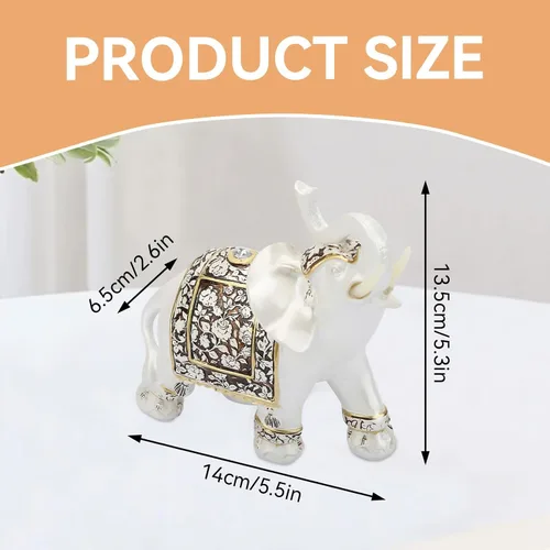 Vista 3 de Estatua de elefante, figura de la suerte de riqueza, mini estatua de elefante de la suerte, decoración del hogar, figuras de elefante de Feng Shui